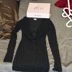 Oh Polly Black Beaded Dress